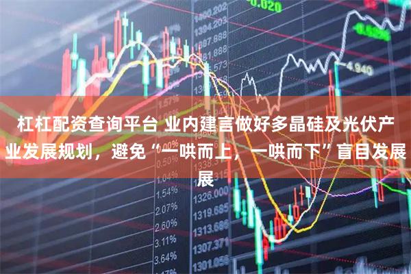 杠杠配资查询平台 业内建言做好多晶硅及光伏产业发展规划，避免“一哄而上，一哄而下”盲目发展